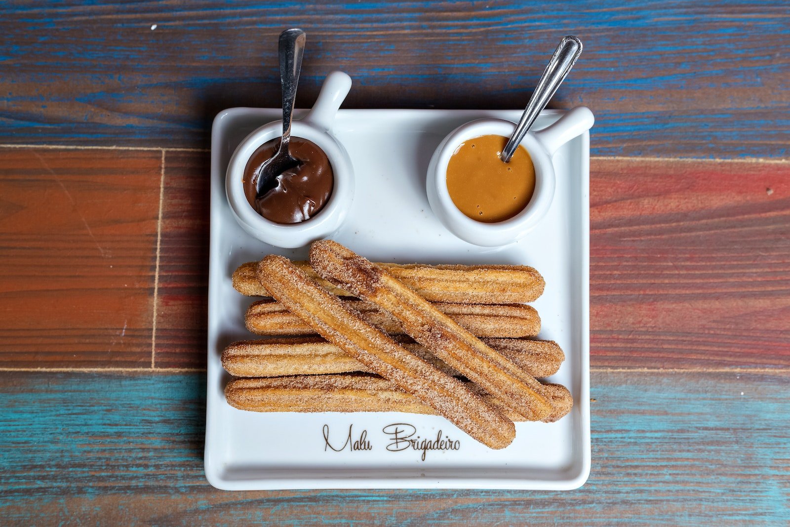 Churros with Chocolate and Dulce de leche Dips